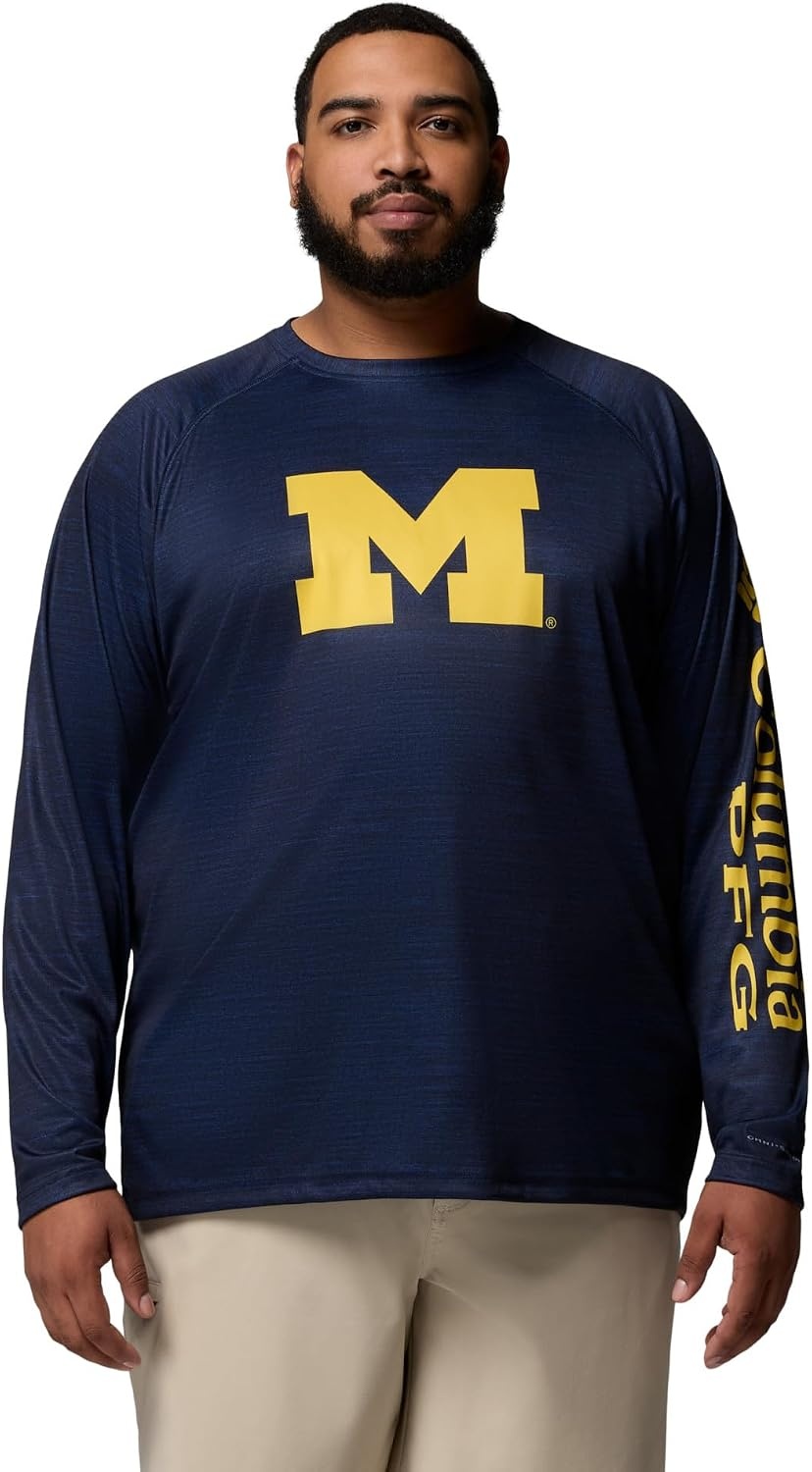 image:imageColumbia Mens Collegiate Terminal Tackle Heather Long Sleeve ShirtUm Collegiate Navy Heather