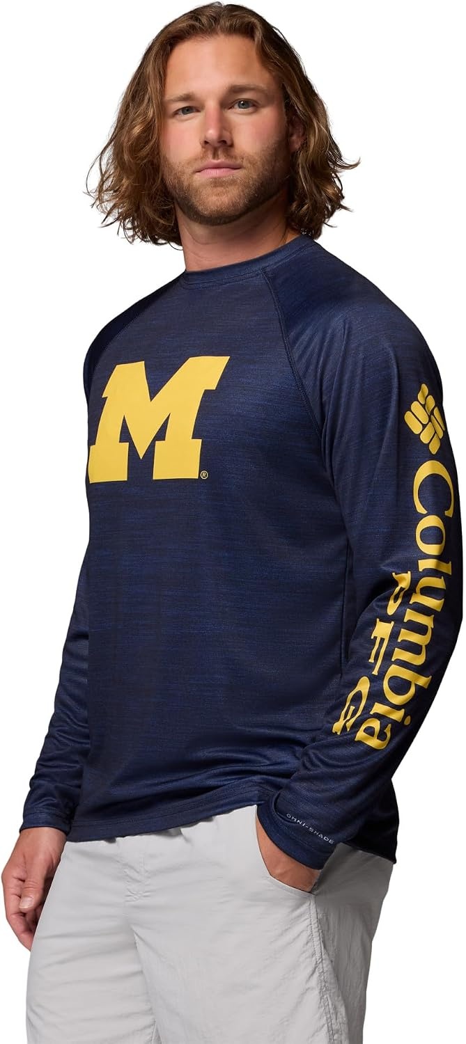 image:imageColumbia Mens Collegiate Terminal Tackle Heather Long Sleeve ShirtUm Collegiate Navy Heather