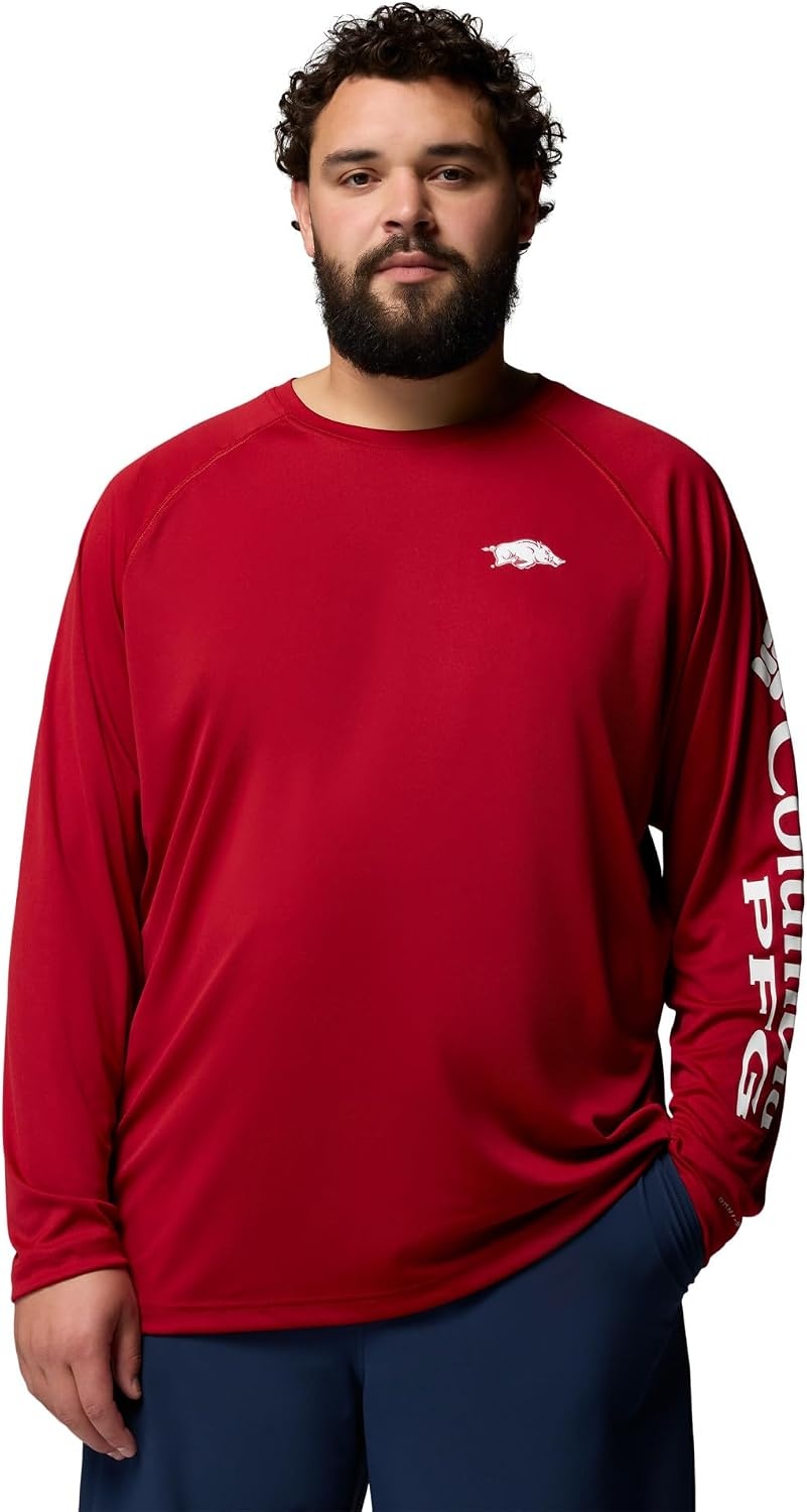 image:imageColumbia Mens Collegiate Terminal Tackle Long Sleeve ShirtArk Red VelvetWhite