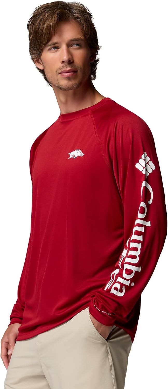 image:imageColumbia Mens Collegiate Terminal Tackle Long Sleeve ShirtArk Red VelvetWhite
