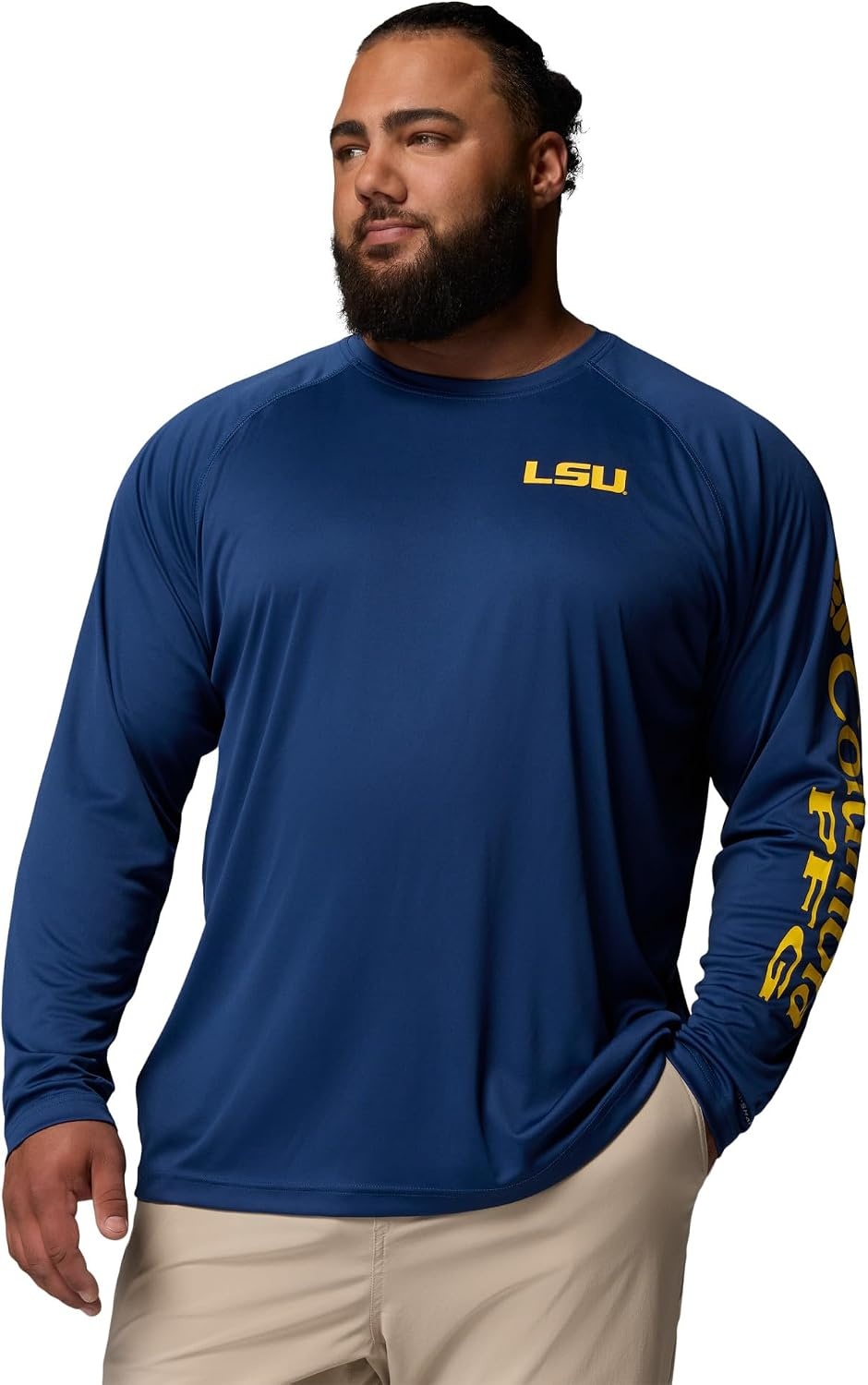 image:imageColumbia Mens Collegiate Terminal Tackle Long Sleeve ShirtLsu Carbon