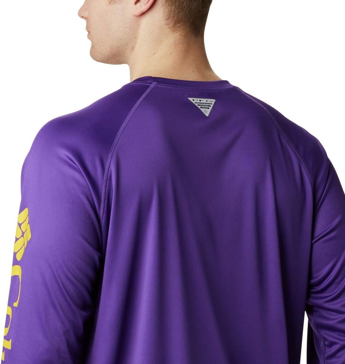 image:imageColumbia Mens Collegiate Terminal Tackle Long Sleeve ShirtLsu Vivid PurpleCollegiate Yellow