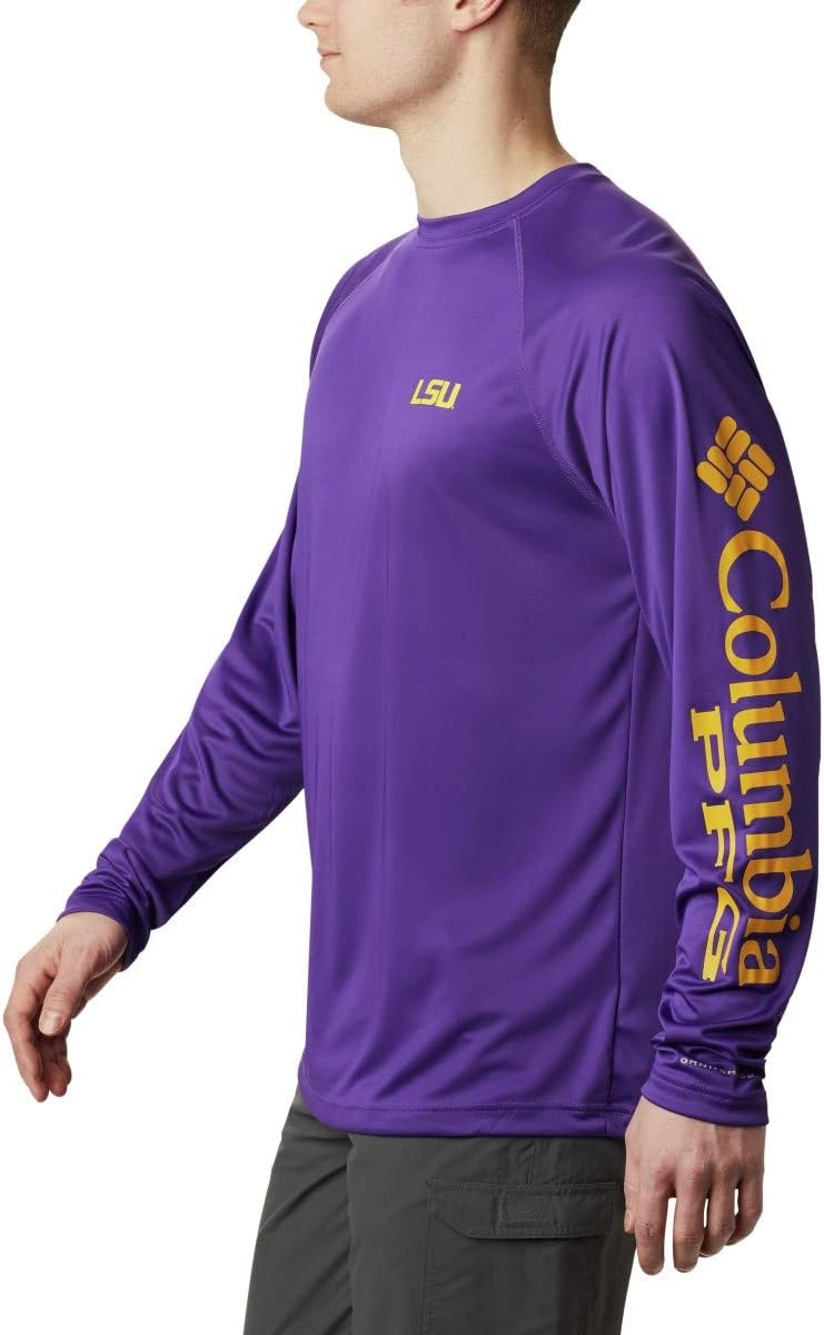 image:imageColumbia Mens Collegiate Terminal Tackle Long Sleeve ShirtLsu Vivid PurpleCollegiate Yellow