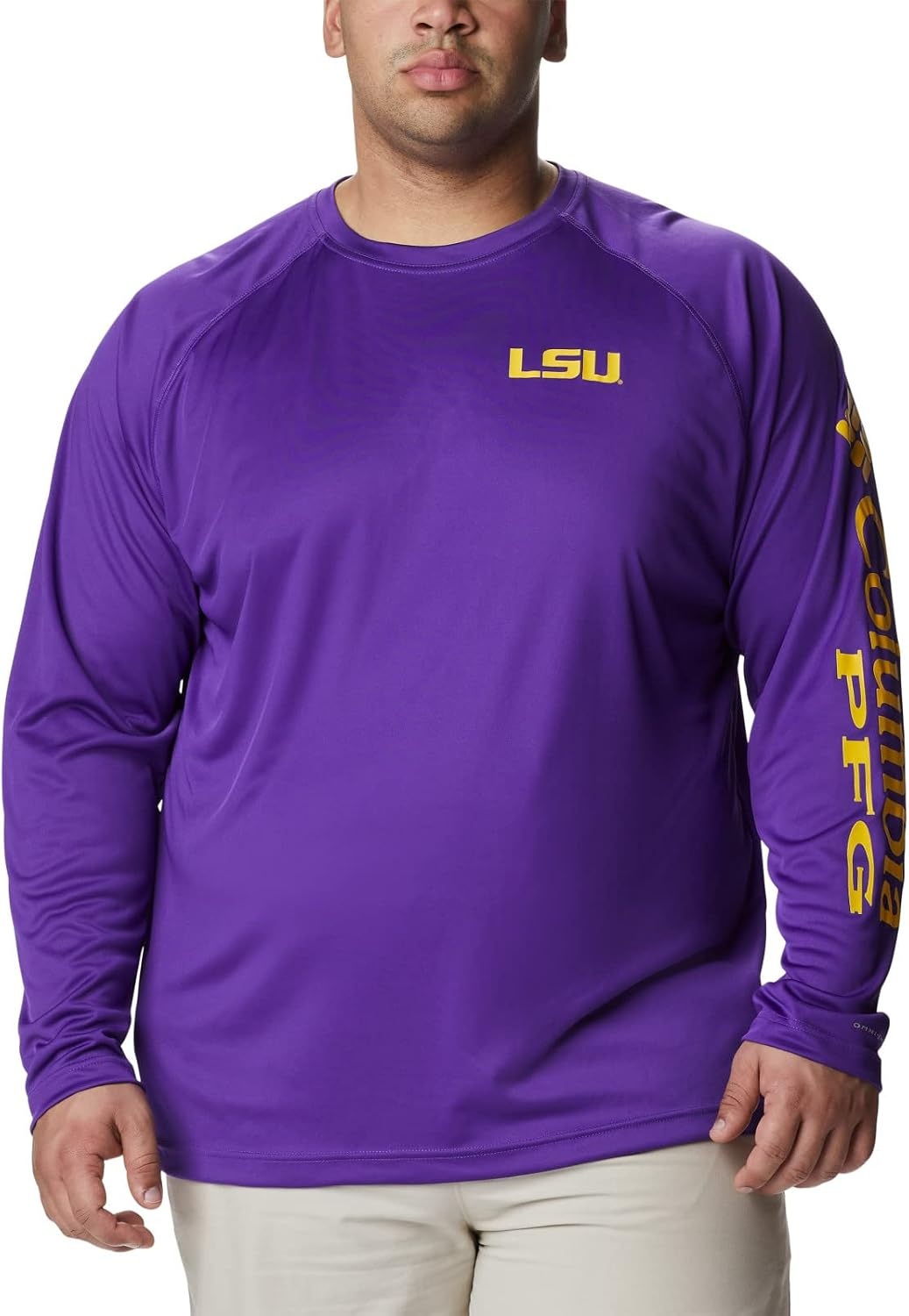 image:imageColumbia Mens Collegiate Terminal Tackle Long Sleeve ShirtLsu Vivid PurpleCollegiate Yellow