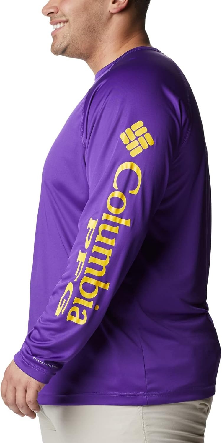 image:imageColumbia Mens Collegiate Terminal Tackle Long Sleeve ShirtLsu Vivid PurpleCollegiate Yellow