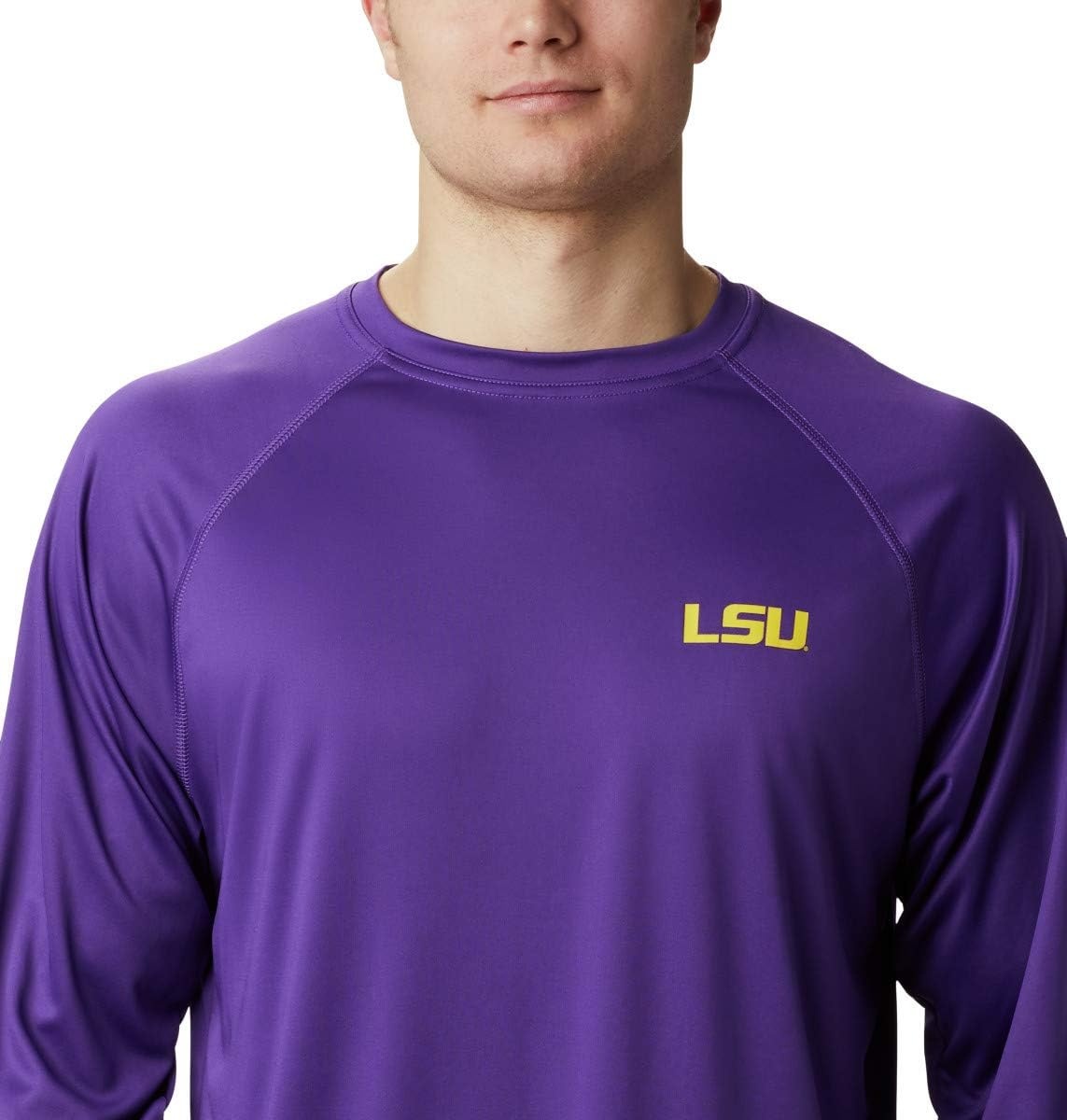 image:imageColumbia Mens Collegiate Terminal Tackle Long Sleeve ShirtLsu Vivid PurpleCollegiate Yellow