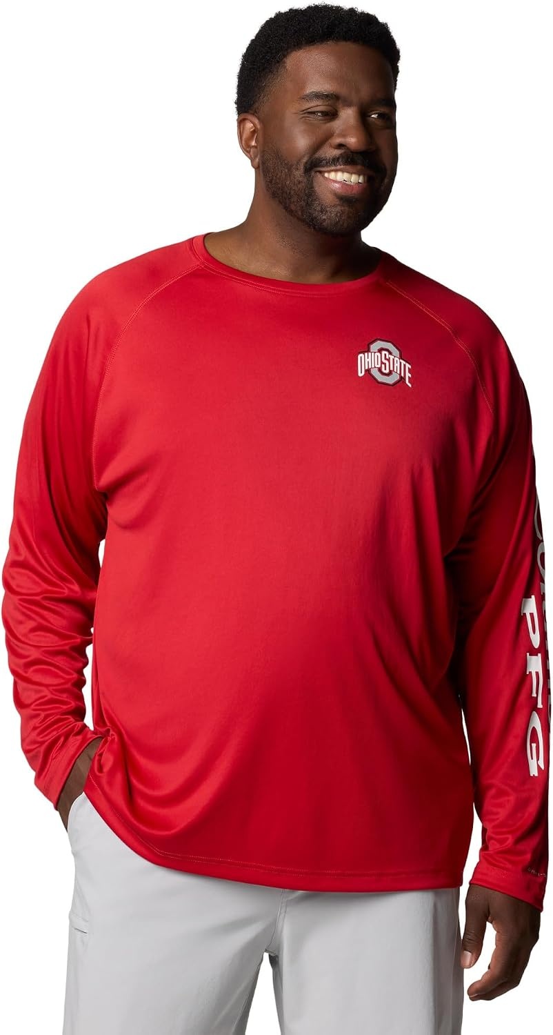 image:imageColumbia Mens Collegiate Terminal Tackle Long Sleeve ShirtOs Intense RedWhite