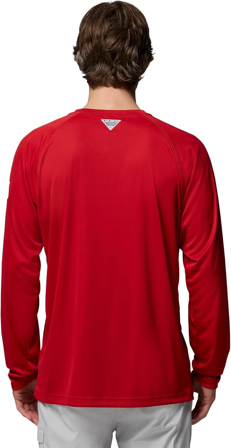 image:imageColumbia Mens Collegiate Terminal Tackle Long Sleeve ShirtOs Intense RedWhite