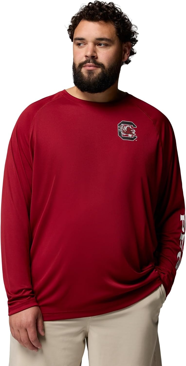 image:imageColumbia Mens Collegiate Terminal Tackle Long Sleeve ShirtSc BeetWhite