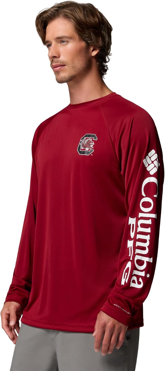 image:imageColumbia Mens Collegiate Terminal Tackle Long Sleeve ShirtSc BeetWhite