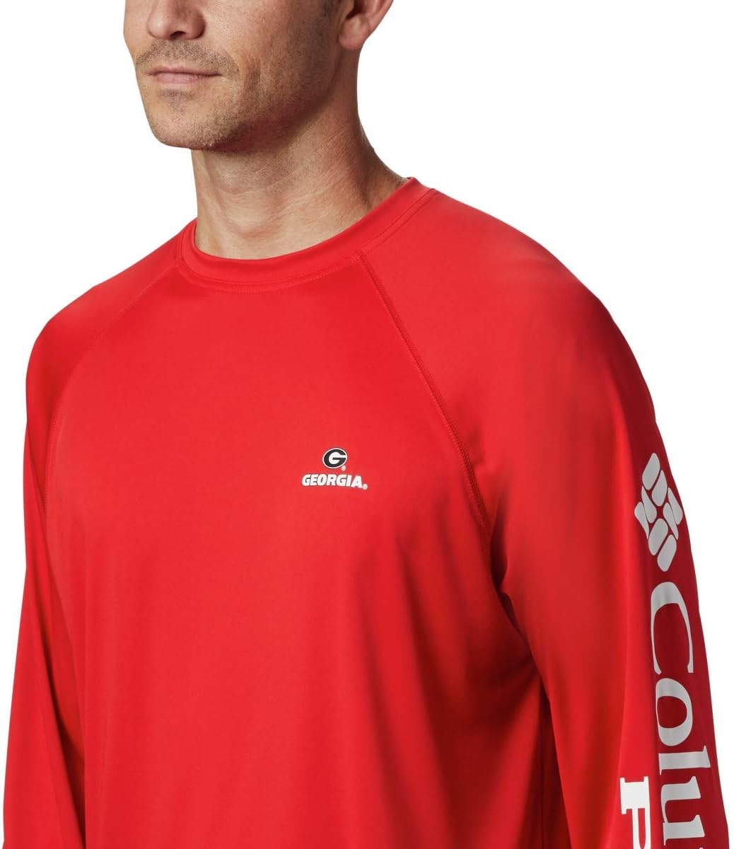 image:imageColumbia Mens Collegiate Terminal Tackle Long Sleeve ShirtUga Bright RedWhite