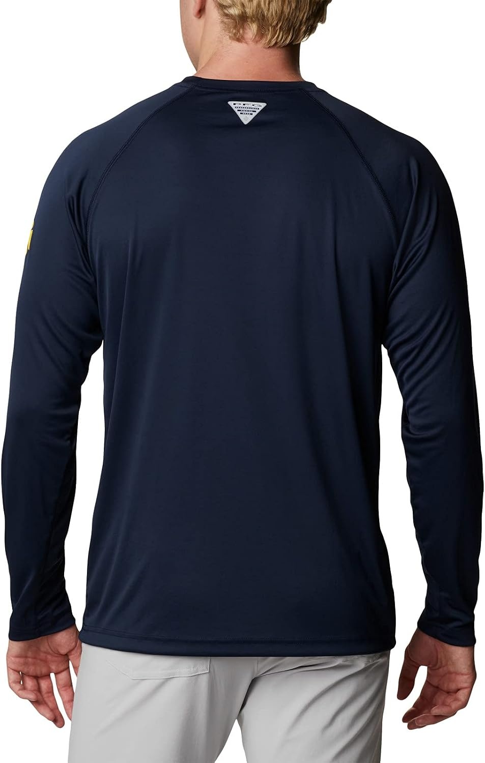 image:imageColumbia Mens Collegiate Terminal Tackle Long Sleeve ShirtUm Collegiate NavyCollegiate Yellow