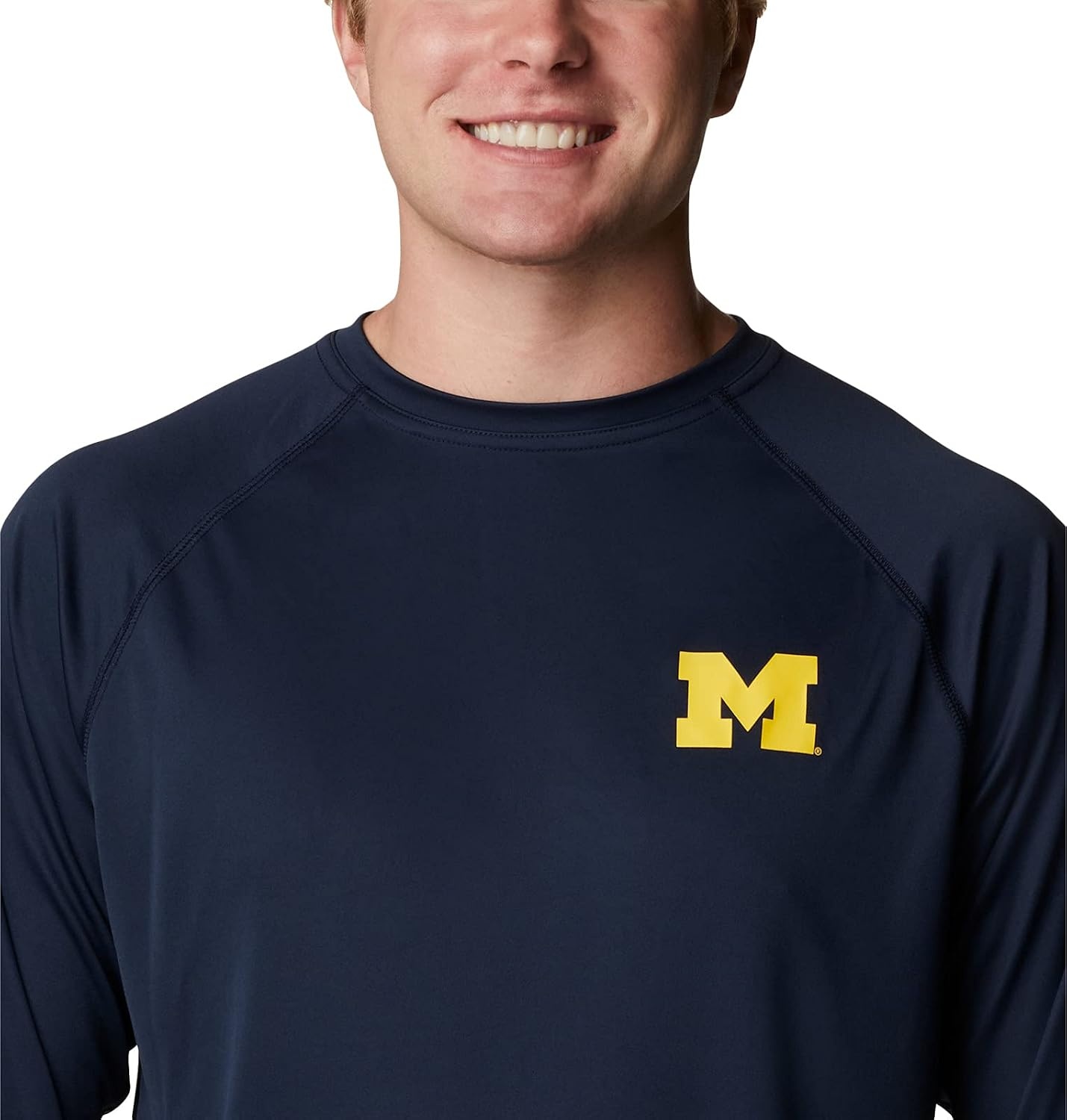 image:imageColumbia Mens Collegiate Terminal Tackle Long Sleeve ShirtUm Collegiate NavyCollegiate Yellow