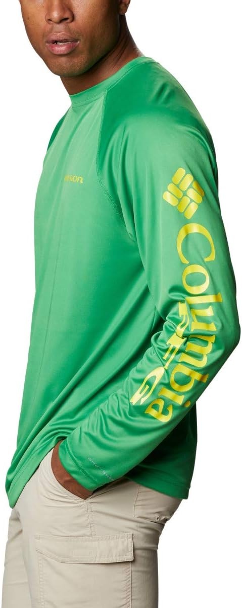 image:imageColumbia Mens Collegiate Terminal Tackle Long Sleeve ShirtUo Fuse GreenYellow Glo