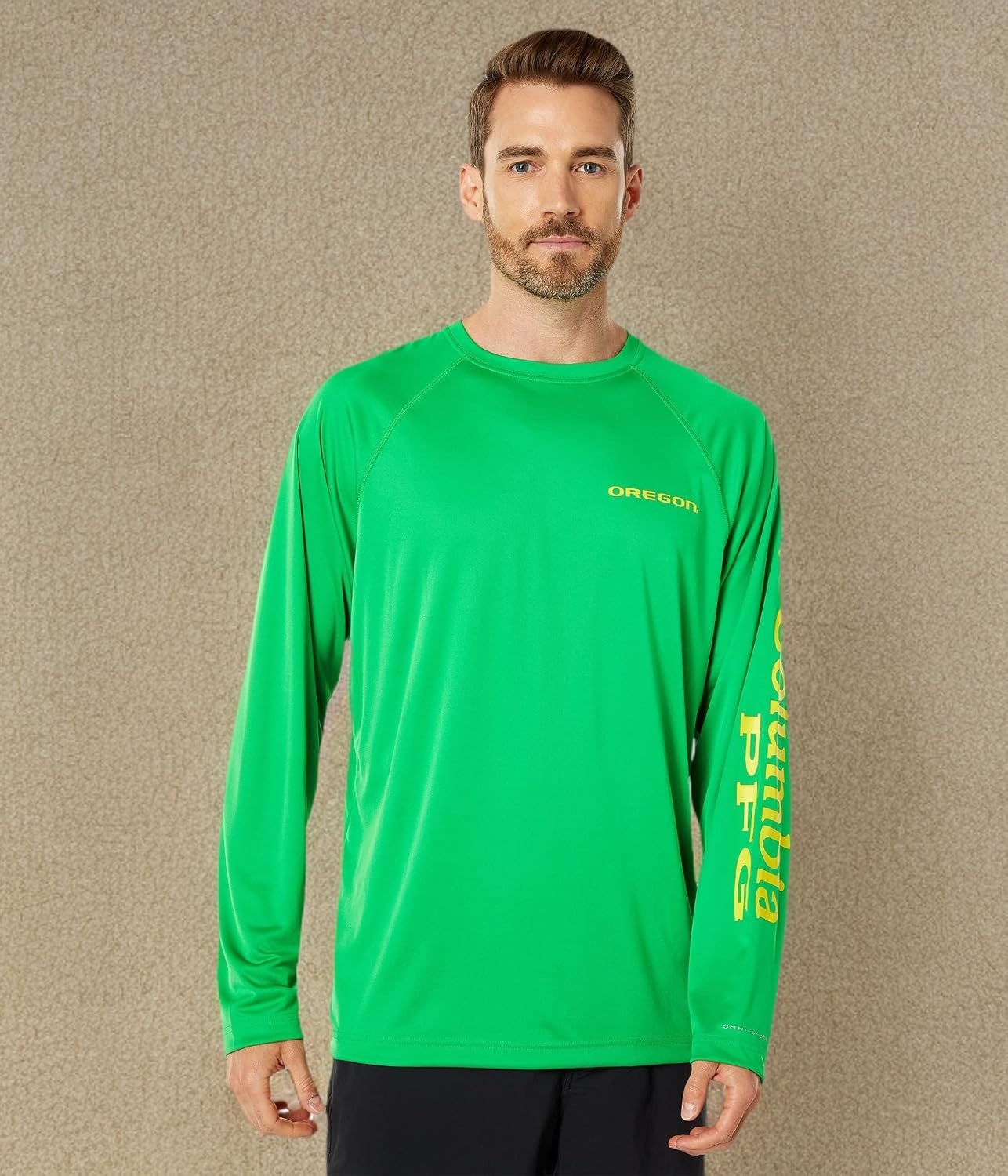 image:imageColumbia Mens Collegiate Terminal Tackle Long Sleeve ShirtUo Fuse GreenYellow Glo
