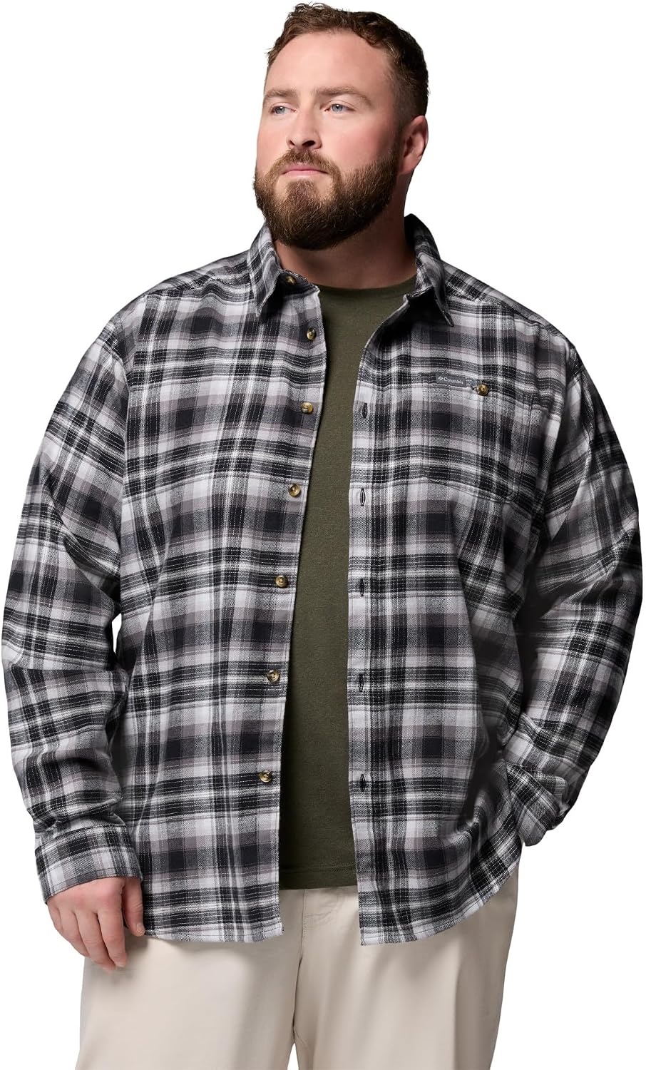 image:imageColumbia Mens Cornell Woods Flannel Long Sleeve ShirtBlack Backland Tartan