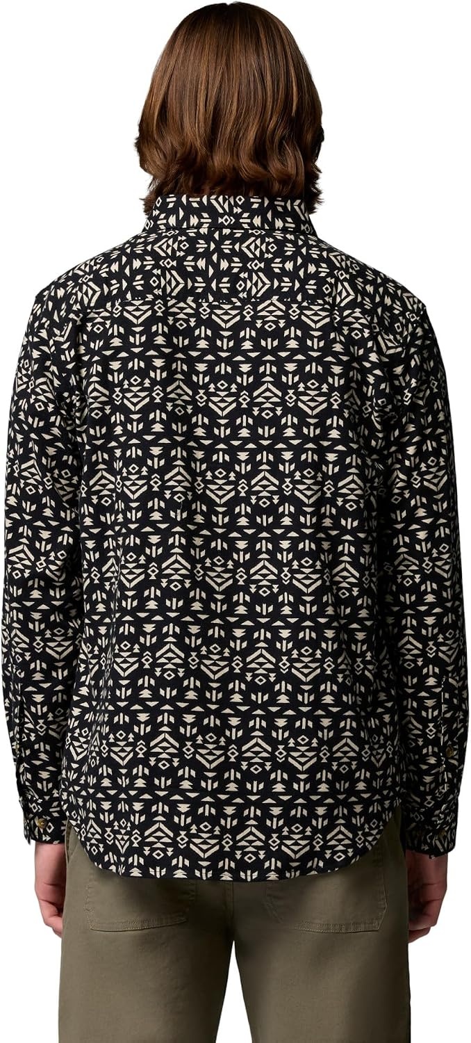 image:imageColumbia Mens Cornell Woods Flannel Long Sleeve ShirtBlack Geostripe Tonal