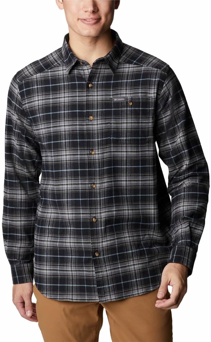 image:imageColumbia Mens Cornell Woods Flannel Long Sleeve ShirtBlack Multi Tartan