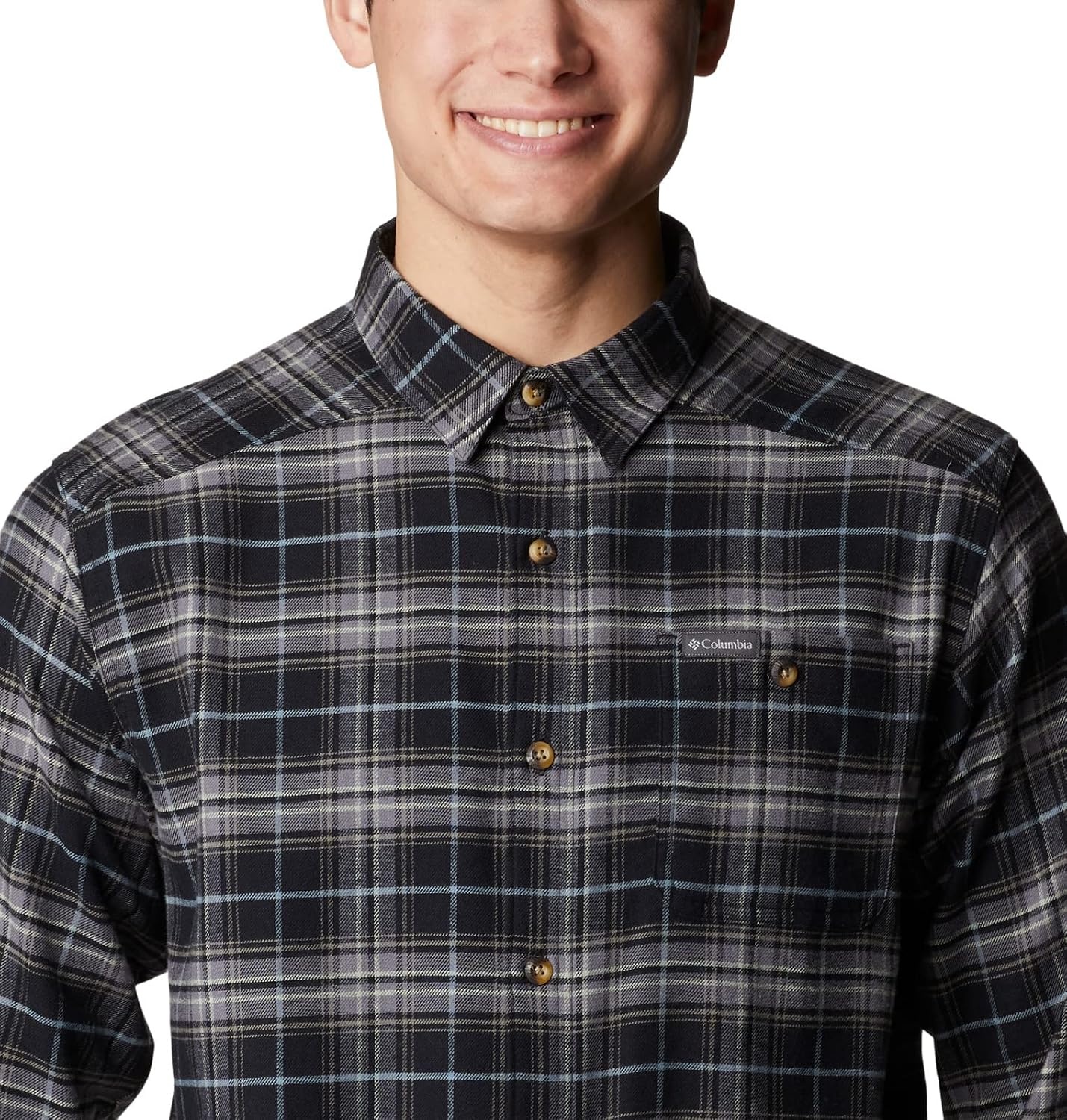image:imageColumbia Mens Cornell Woods Flannel Long Sleeve ShirtBlack Multi Tartan