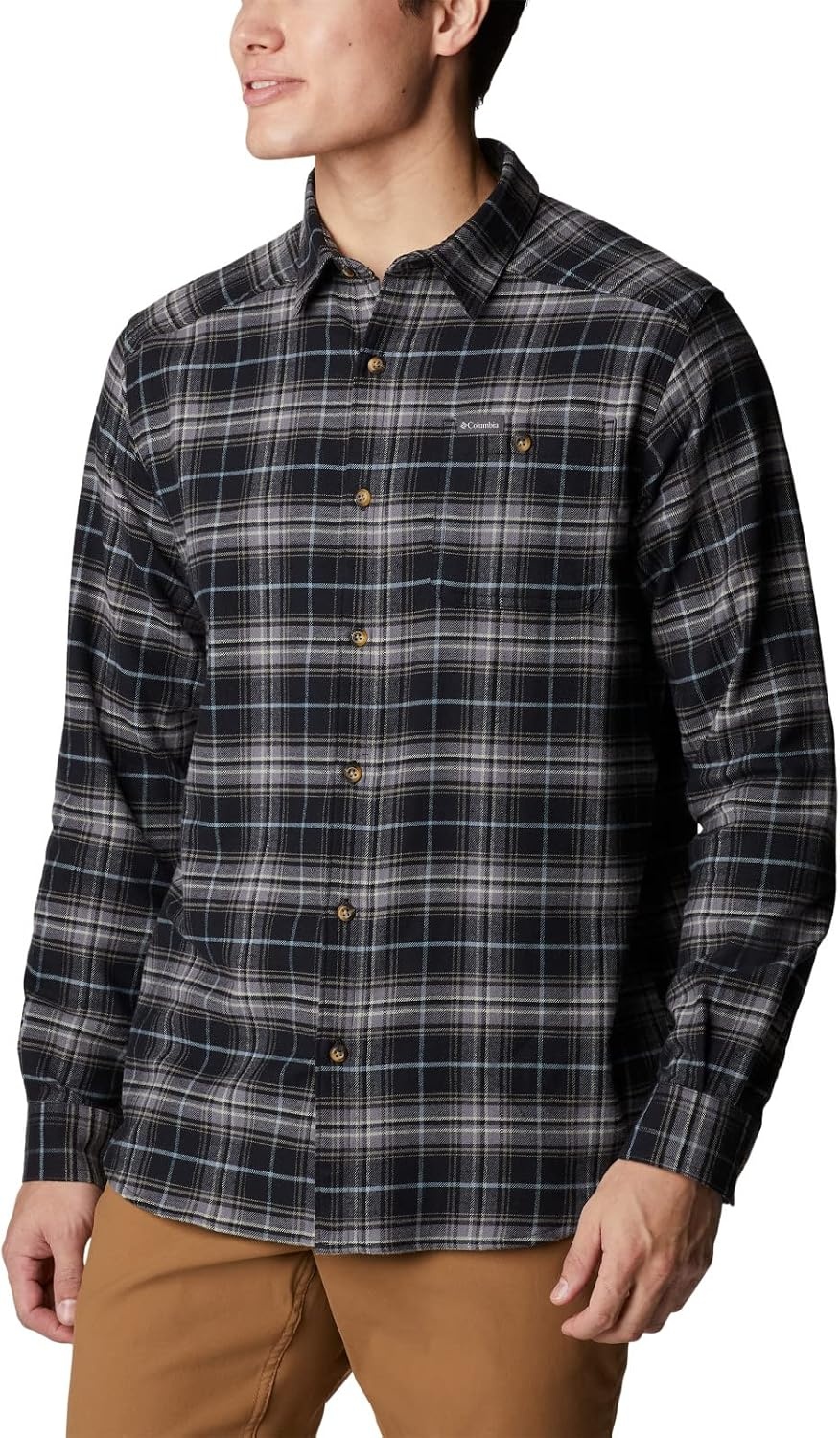 image:imageColumbia Mens Cornell Woods Flannel Long Sleeve ShirtBlack Multi Tartan