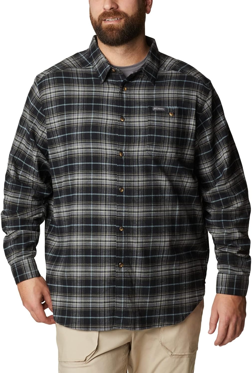 image:imageColumbia Mens Cornell Woods Flannel Long Sleeve ShirtBlack Multi Tartan