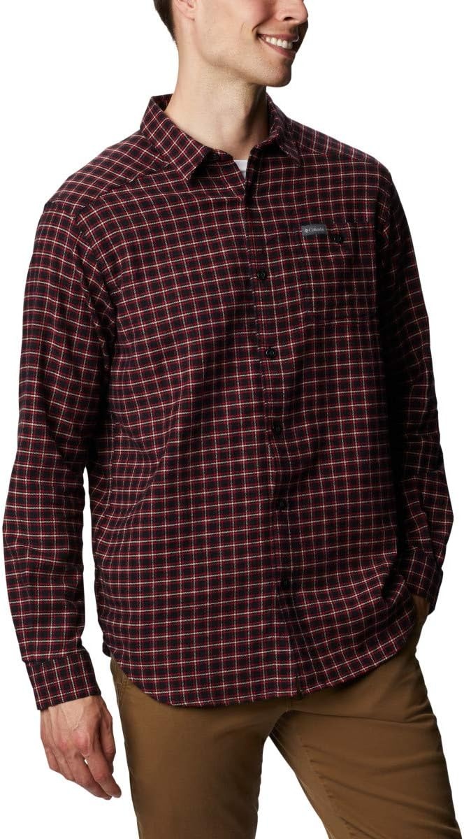 image:imageColumbia Mens Cornell Woods Flannel Long Sleeve ShirtBlack Plaid