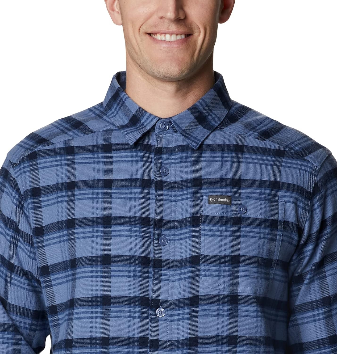image:imageColumbia Mens Cornell Woods Flannel Long Sleeve ShirtBluestone Med Window Tartan
