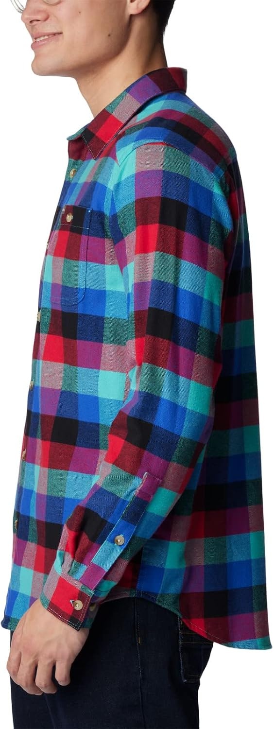 image:imageColumbia Mens Cornell Woods Flannel Long Sleeve ShirtBright Aqua Buffalo Check