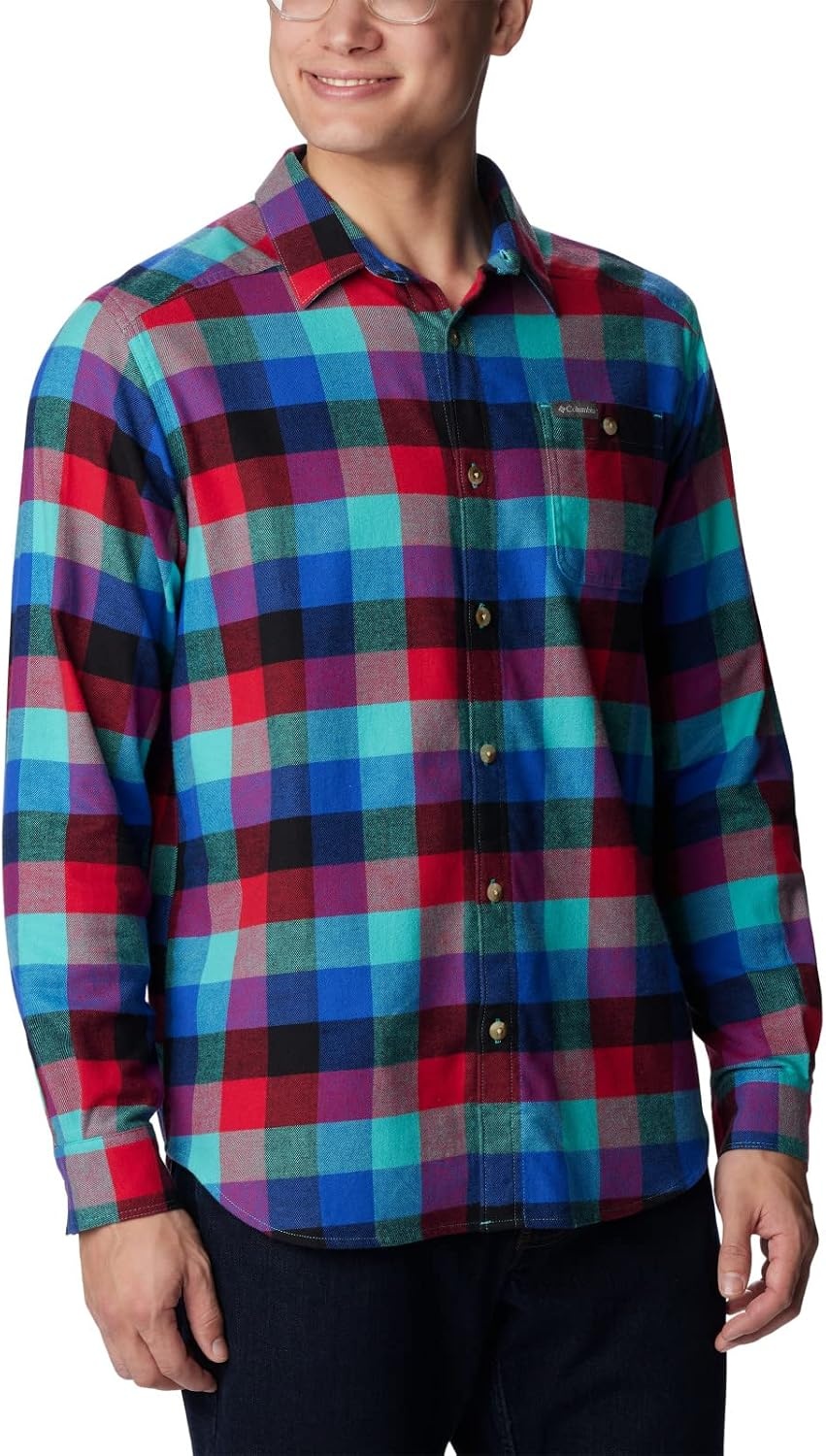image:imageColumbia Mens Cornell Woods Flannel Long Sleeve ShirtBright Aqua Buffalo Check