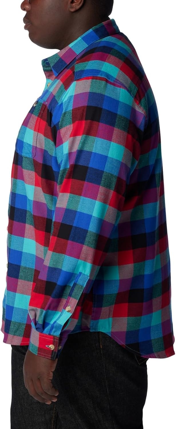 image:imageColumbia Mens Cornell Woods Flannel Long Sleeve ShirtBright Aqua Buffalo Check