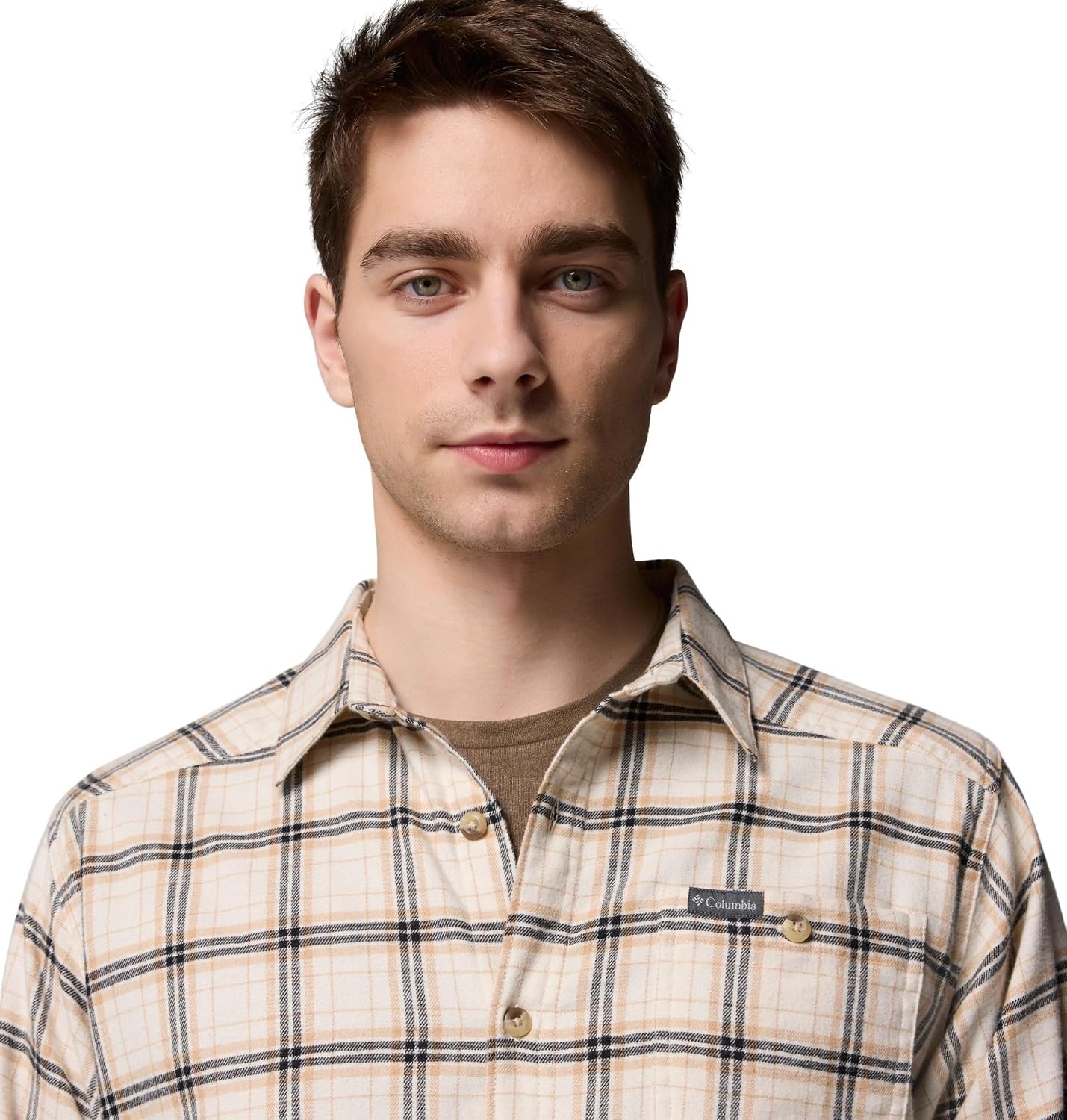 image:imageColumbia Mens Cornell Woods Flannel Long Sleeve ShirtChalk Quad Check