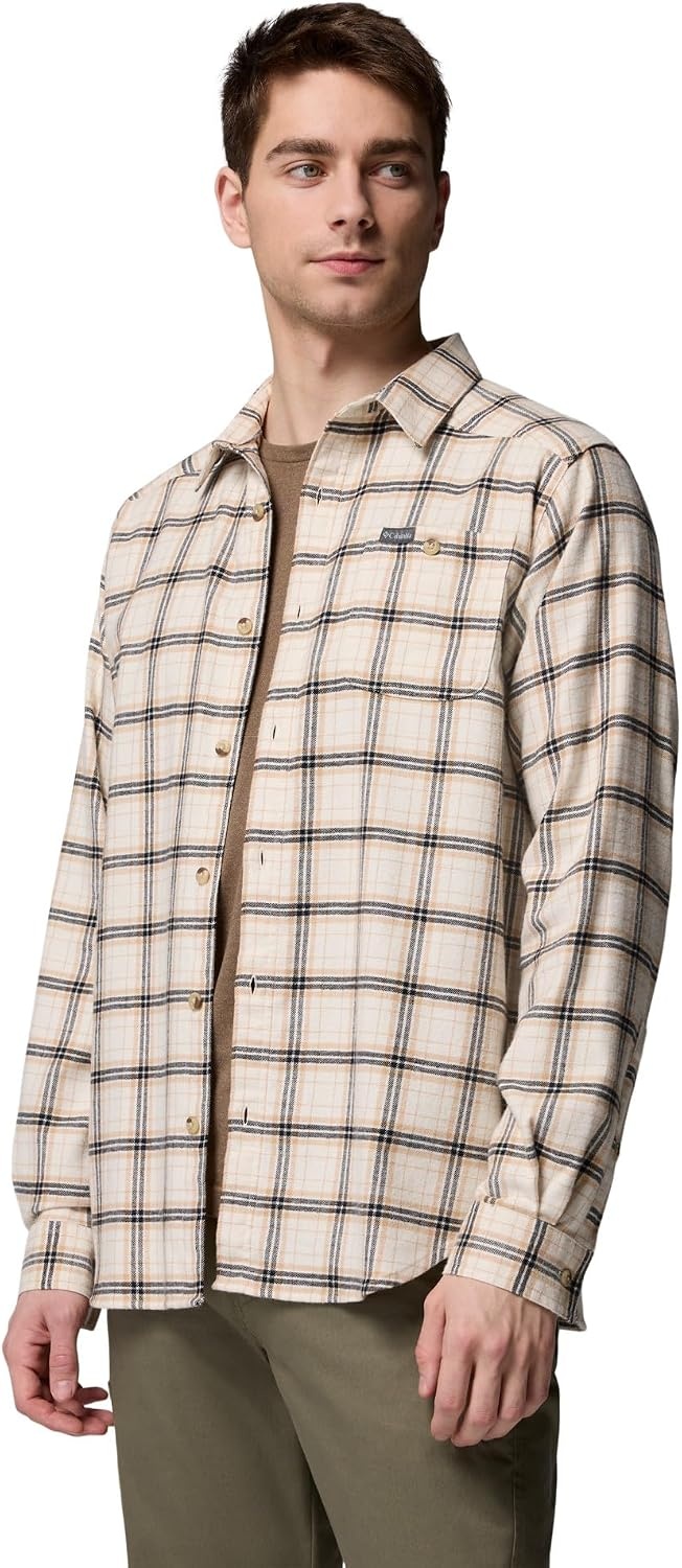 image:imageColumbia Mens Cornell Woods Flannel Long Sleeve ShirtChalk Quad Check