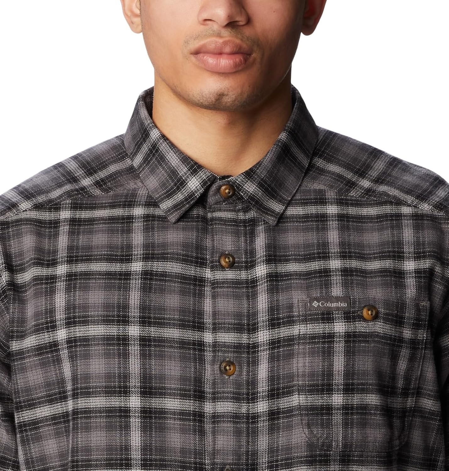 image:imageColumbia Mens Cornell Woods Flannel Long Sleeve ShirtCity Grey Tartan Ombre