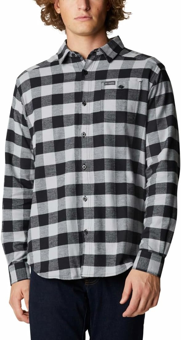 image:imageColumbia Mens Cornell Woods Flannel Long Sleeve ShirtColumbia Grey Buffalo Check