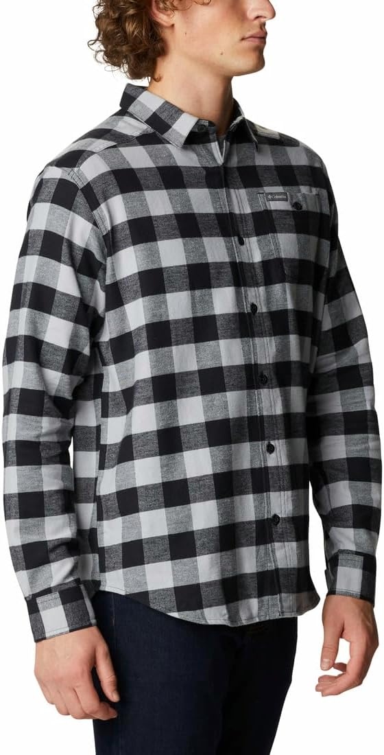 image:imageColumbia Mens Cornell Woods Flannel Long Sleeve ShirtColumbia Grey Buffalo Check