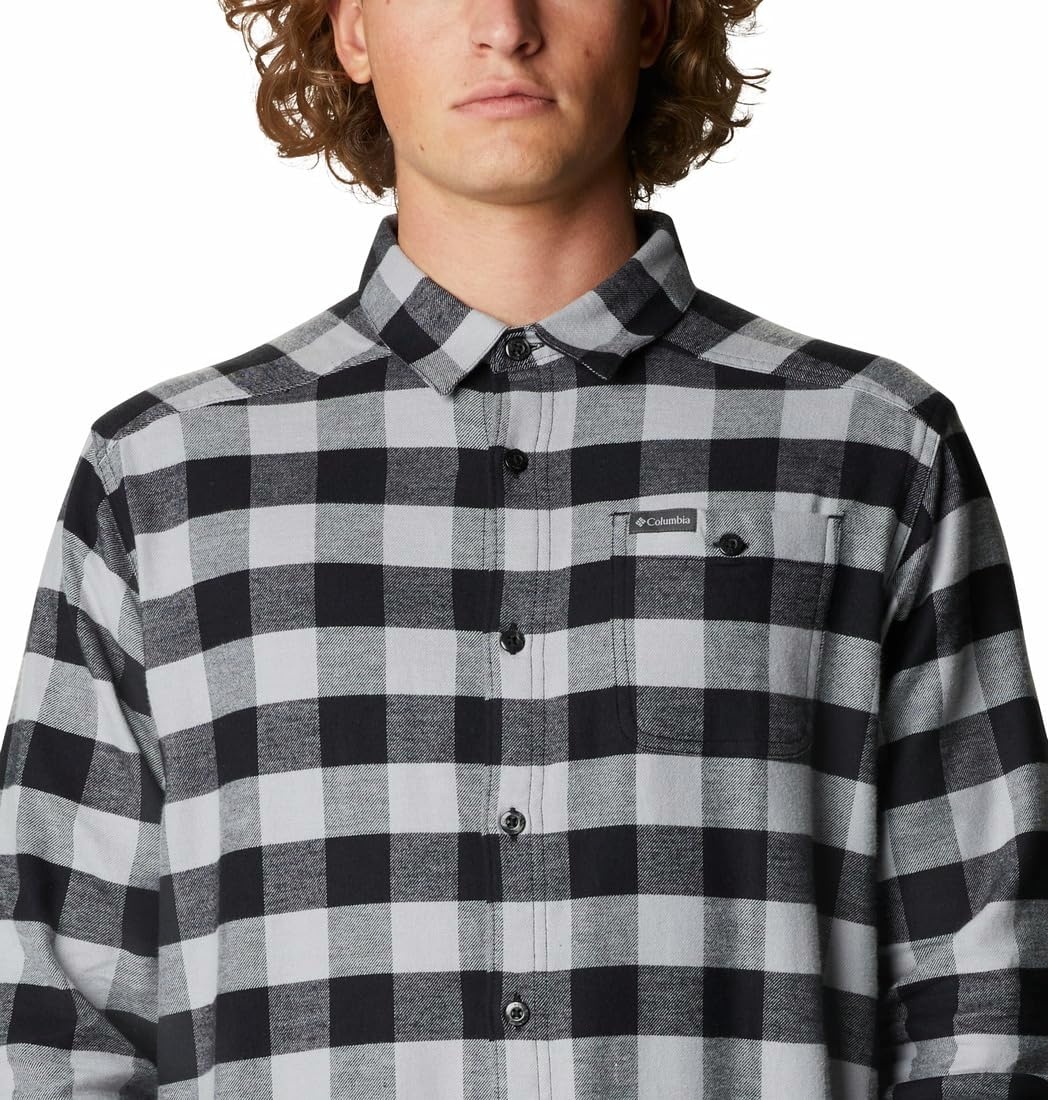 image:imageColumbia Mens Cornell Woods Flannel Long Sleeve ShirtColumbia Grey Buffalo Check