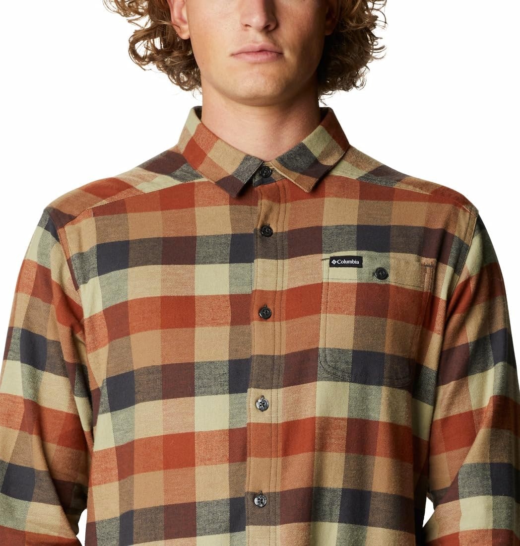 image:imageColumbia Mens Cornell Woods Flannel Long Sleeve ShirtDark Amber Multi Buffalo Check