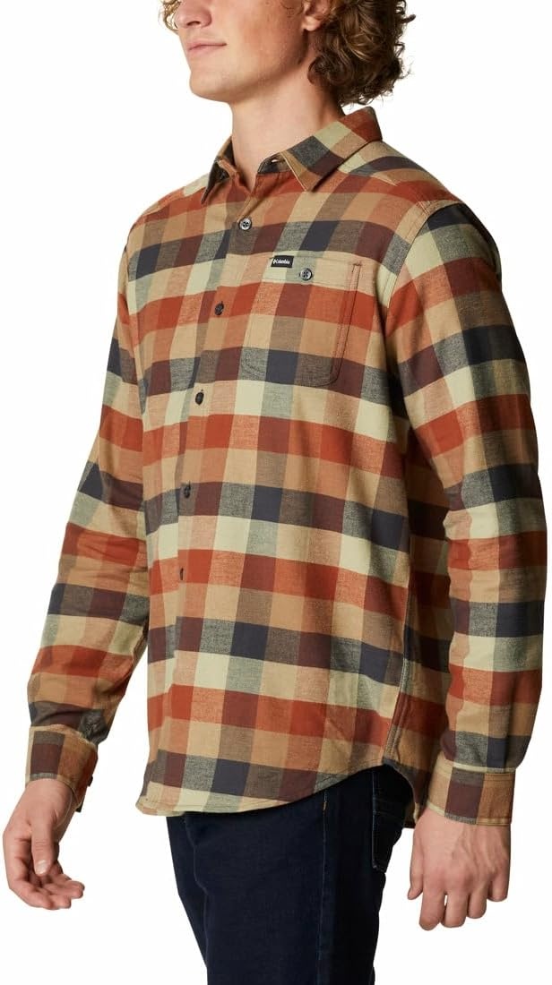 image:imageColumbia Mens Cornell Woods Flannel Long Sleeve ShirtDark Amber Multi Buffalo Check