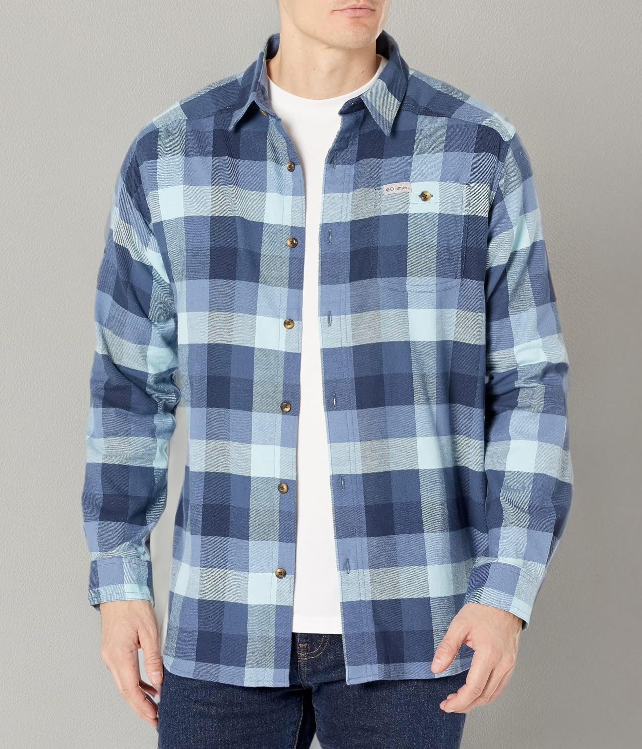 image:imageColumbia Mens Cornell Woods Flannel Long Sleeve ShirtDark Mountain Buffalo Check