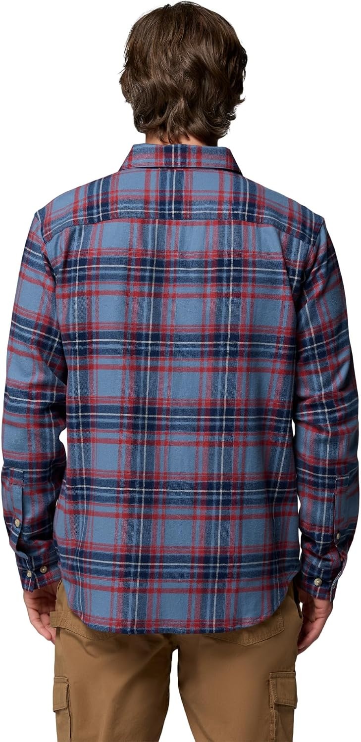 image:imageColumbia Mens Cornell Woods Flannel Long Sleeve ShirtDark Mountain Textured Plaid