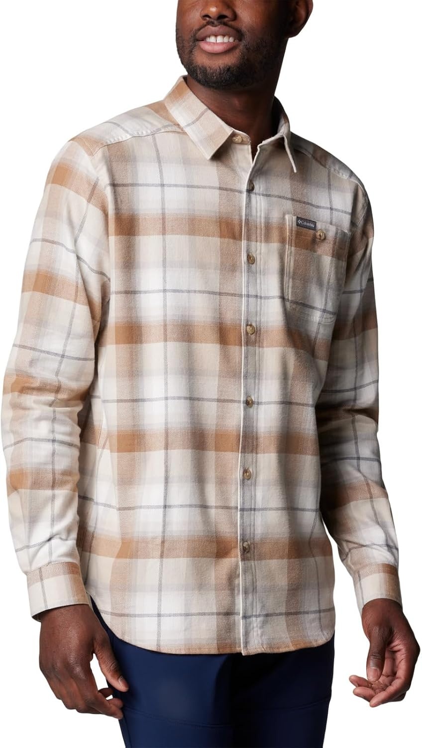 image:imageColumbia Mens Cornell Woods Flannel Long Sleeve ShirtDark Stone Classic Multi Tartan
