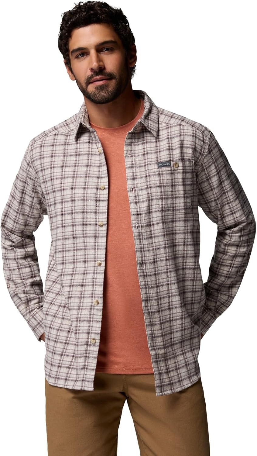 image:imageColumbia Mens Cornell Woods Flannel Long Sleeve ShirtDark Stone Cozy Check