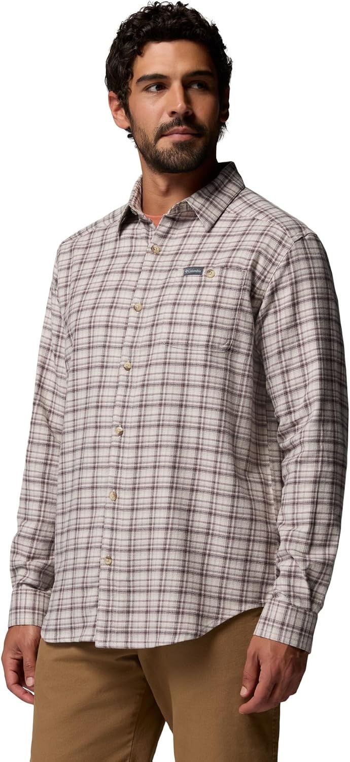 image:imageColumbia Mens Cornell Woods Flannel Long Sleeve ShirtDark Stone Cozy Check