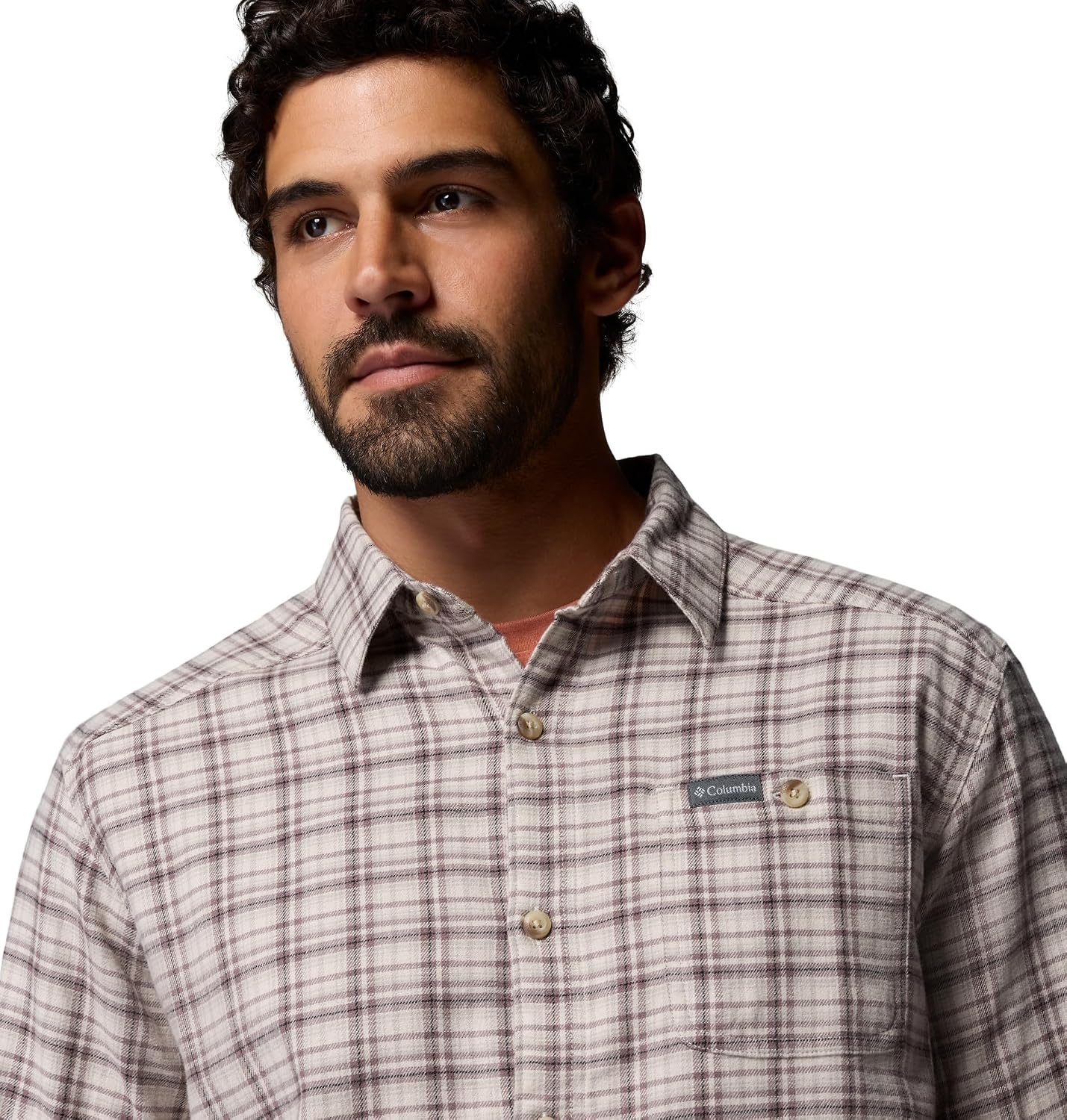 image:imageColumbia Mens Cornell Woods Flannel Long Sleeve ShirtDark Stone Cozy Check