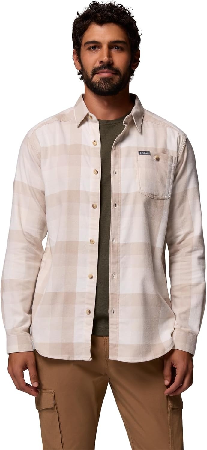 image:imageColumbia Mens Cornell Woods Flannel Long Sleeve ShirtDark Stone Multi Buffalo Check