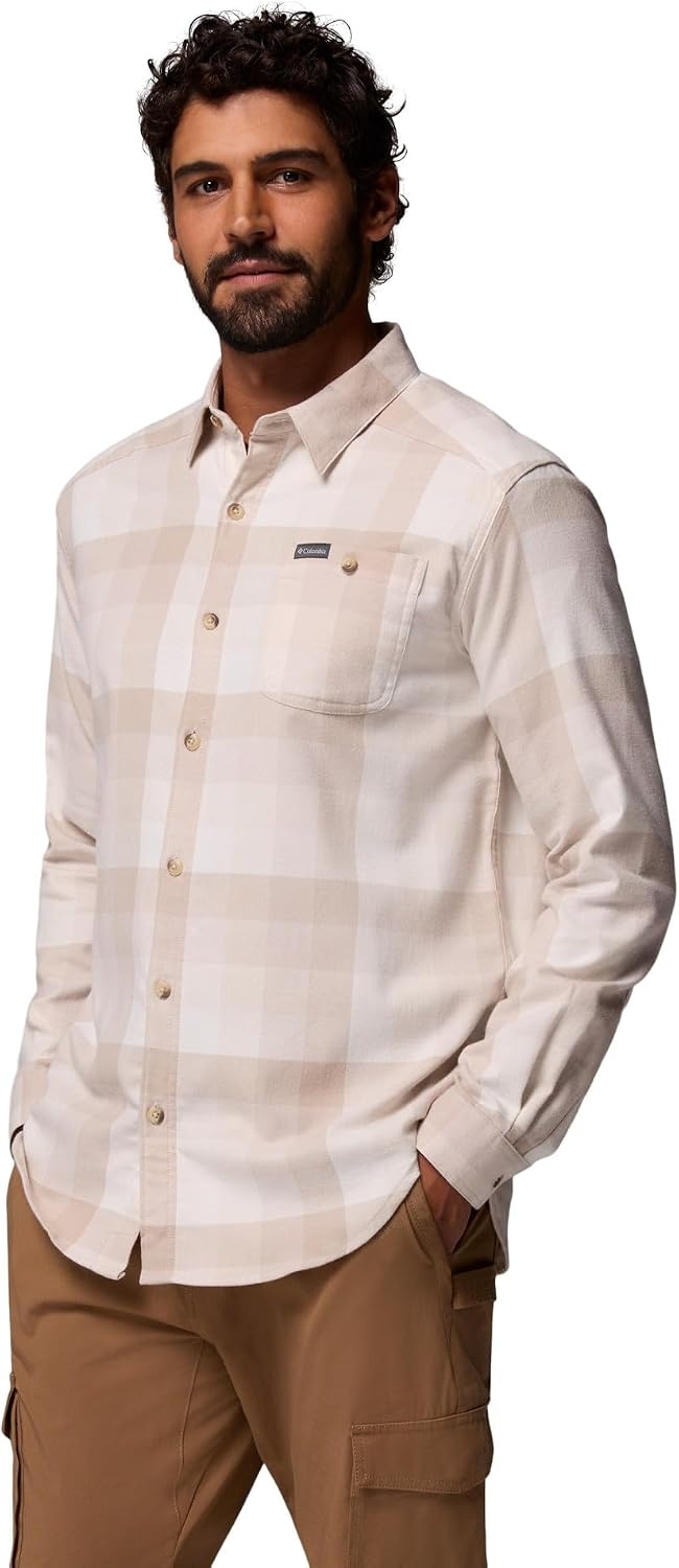 image:imageColumbia Mens Cornell Woods Flannel Long Sleeve ShirtDark Stone Multi Buffalo Check