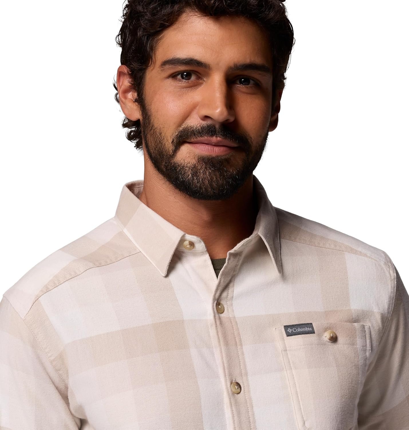 image:imageColumbia Mens Cornell Woods Flannel Long Sleeve ShirtDark Stone Multi Buffalo Check