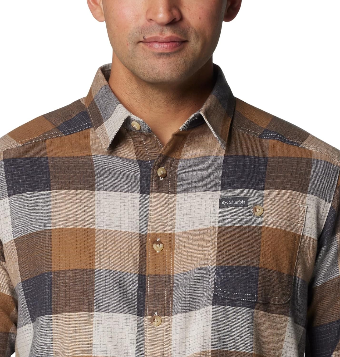 image:imageColumbia Mens Cornell Woods Flannel Long Sleeve ShirtDark Stone Ombre Buffalo