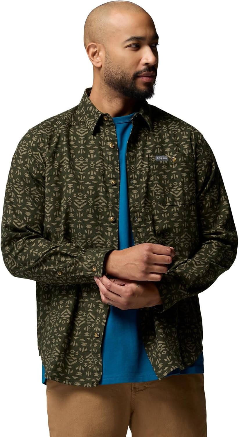 image:imageColumbia Mens Cornell Woods Flannel Long Sleeve ShirtGreenscape Geostripe Tonal