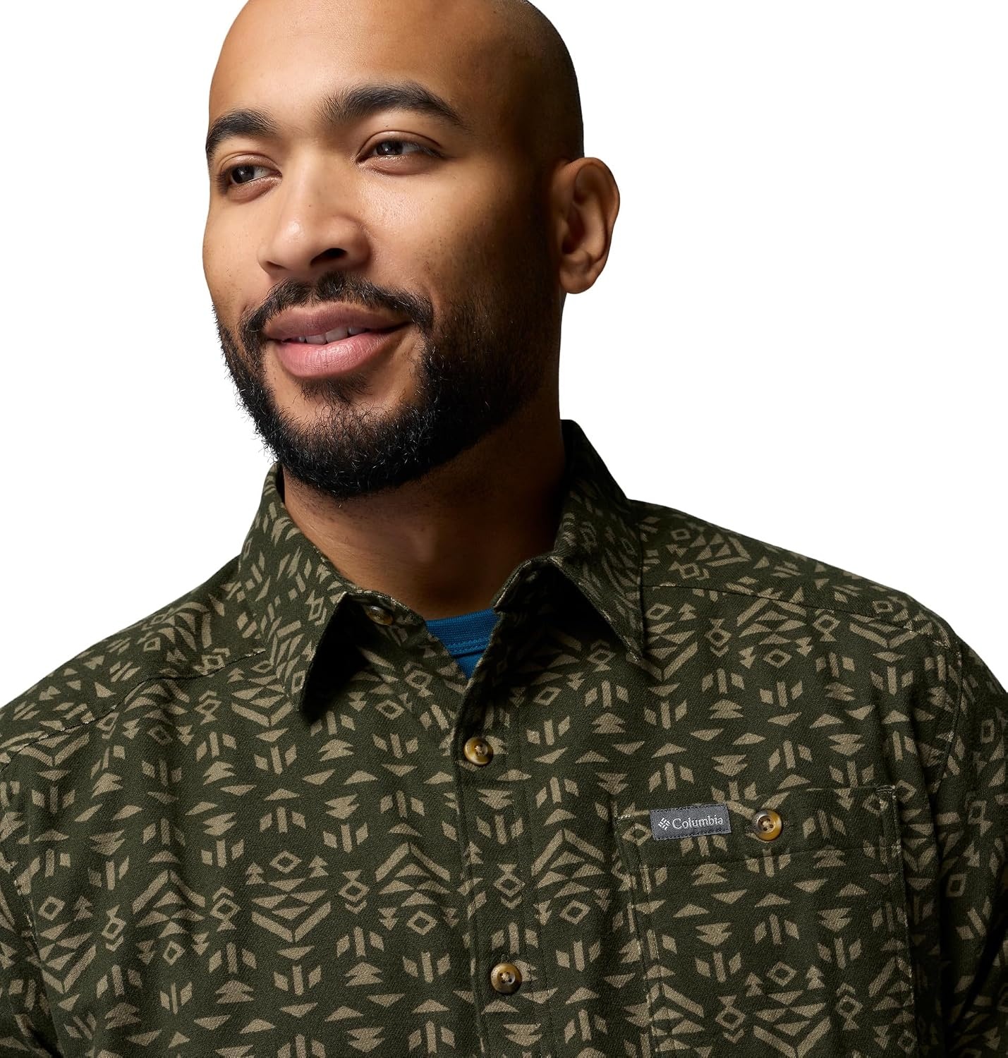 image:imageColumbia Mens Cornell Woods Flannel Long Sleeve ShirtGreenscape Geostripe Tonal